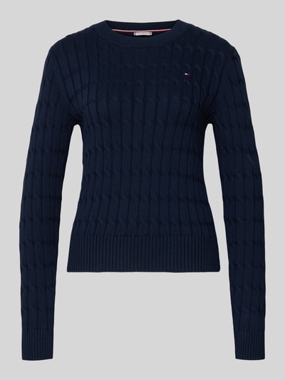 Tommy Hilfiger Slim Fit Strickpullover aus reiner Baumwolle Marine 2