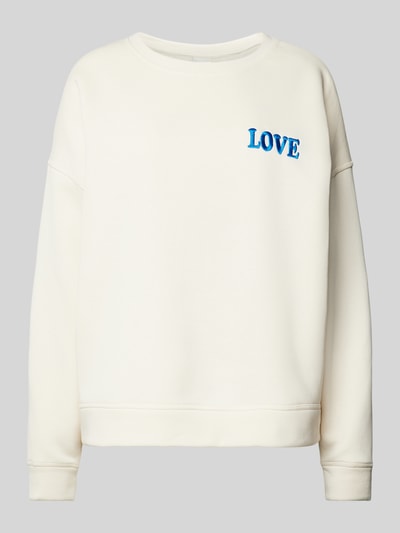 ICHI Sweatshirt met motiefstitching, model 'MERELLA' Offwhite - 2