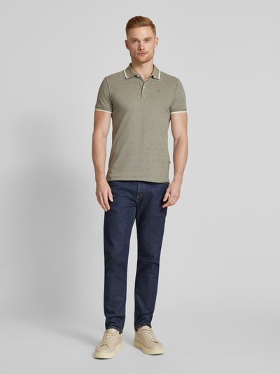 Casual Friday Slim fit poloshirt met logostitching, model 'TRISTAN' Lichtgroen gemêleerd - 1