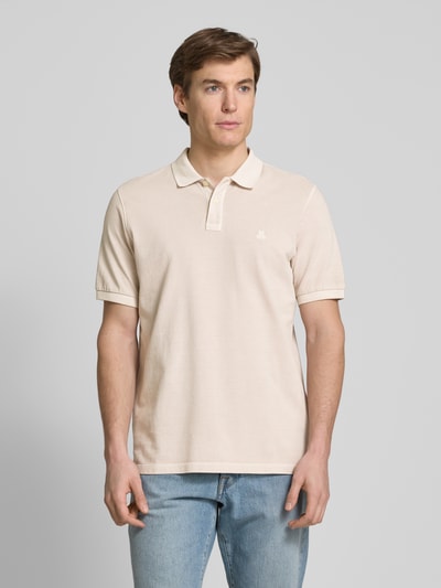 Marc O'Polo Regular Fit Poloshirt aus reiner Baumwolle mit Logo-Stitching Beige 4