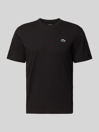 Produktfoto, Regular Fit T-Shirt aus Baumwoll-Mix von Lacoste mit Optik: Unifarben, Logo-Applikation, schnelltrocknend, Kurzarm, Rundhals