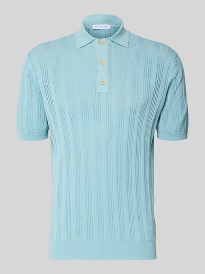 Produktfoto, Slim Fit Poloshirt mit Knopfleiste von Manuel Ritz, Herren Strickshirt aus Reine Baumwolle mit Strukturmuster in Hellblau.