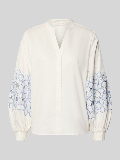 Produktfoto, Regular Fit Bluse mit Stitchings von HERZENS, bawełna z domieszką elastanu, krój regular fit, dekolt w serek, listwa guzikowa