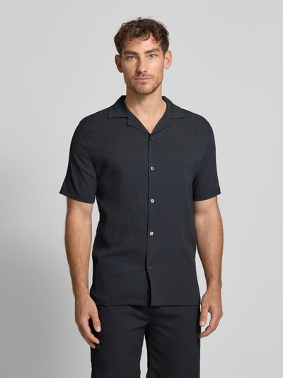 Lindbergh Relaxed fit vrijetijdsoverhemd met reverskraag Zwart - 4