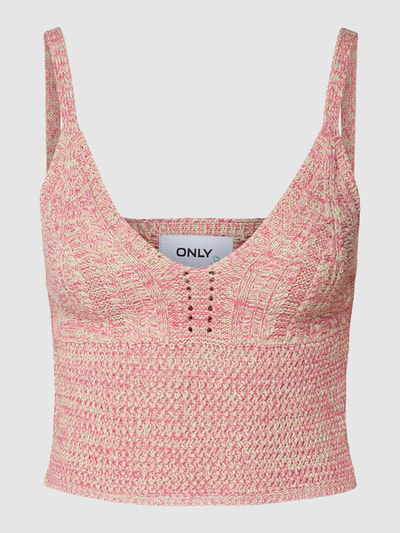 Only Korte top met all-over motief, model 'ANYA' Felroze - 2