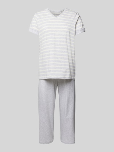 Schiesser Pyjama met streepmotief Lichtgrijs - 1