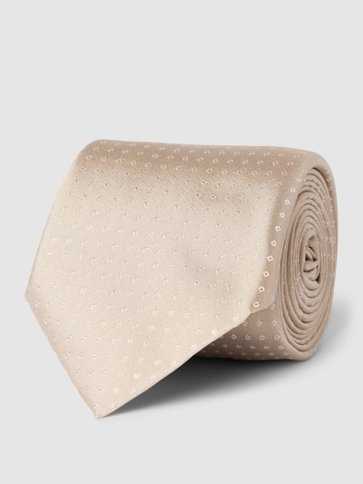 BOSS Stropdas van zijdemix met all-over motief Beige - 1