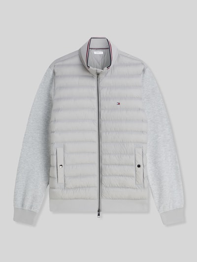 Tommy Hilfiger kardigan rozpinany o kroju regular fit z pikowaną wstawką z mieszanki bawełny Jasnoszary melanż 2