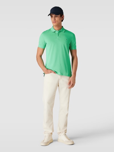 Christian Berg Men Slim fit poloshirt in effen design Appeltjesgroen - 1