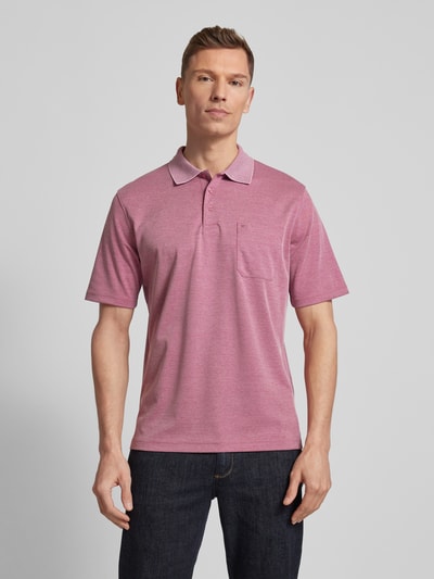 Christian Berg Men Regular fit poloshirt met borstzak Rosé - 4