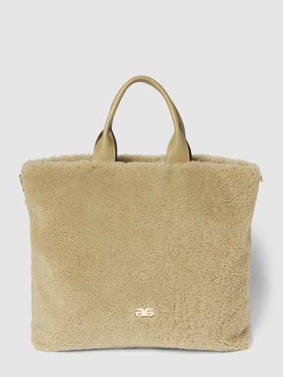 Abro Shopper van echte lamswol met labelapplicatie, model 'POPPY' Zand - 2