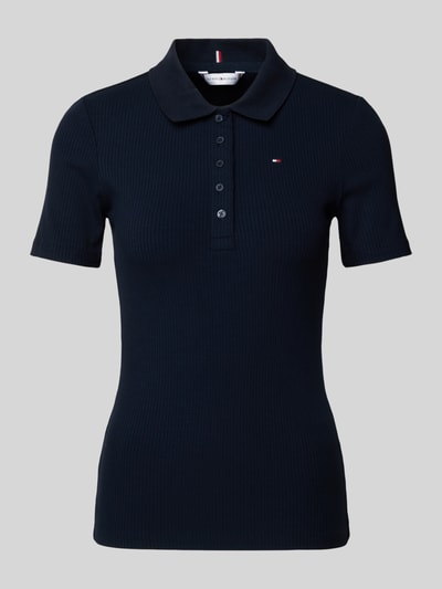 Tommy Hilfiger Koszulka polo o kroju slim fit z efektem prążkowania Granatowy 2