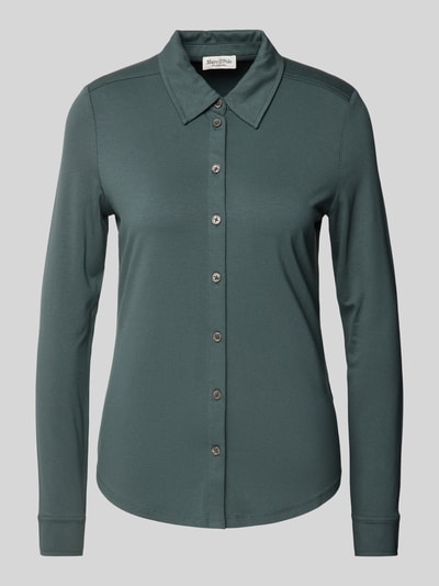 Marc O'Polo Regular fit jersey blouse van viscosemix met smalle mouwen Smaragdgroen - 2