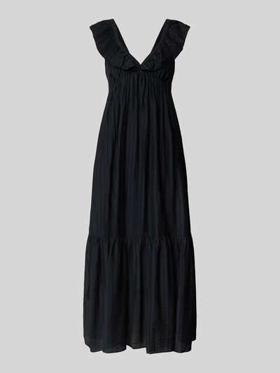 Mango Midikleid mit Volants und V-Ausschnitt Modell 'RAMONA' Black 2