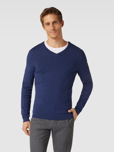 MCNEAL Gebreide pullover van viscosemix met V-hals Donkerblauw gemêleerd - 4