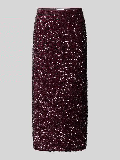 Vila Spódnica midi z wysokim stanem i cekinami model ‘FAITH’ Śliwkowy 2