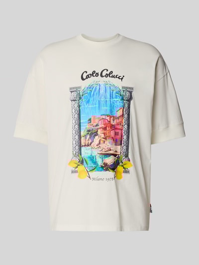 CARLO COLUCCI Oversized T-Shirt mit Label-Print Offwhite 2