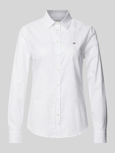 Gant Slim fit overhemdblouse met labelstitching Wit - 2