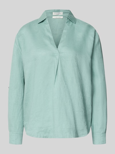 Produktfoto, Regular Fit Leinenbluse mit V-Ausschnitt von Christian Berg Woman in Hellgrün, reine Leinen, Hemdblusenkragen, glatte Textur