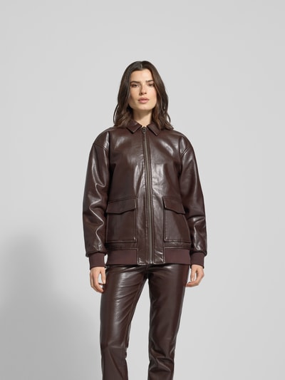 Anine Bing Relaxed Fit Jacke aus Leder-Mix Dunkelbraun 4