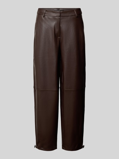 Productfoto, Hose in Leder-Optik mit Eingrifftaschen van zero, bruin, regular fit, glanzend oppervlak, tunnelkoord aan de zoom, damesmode