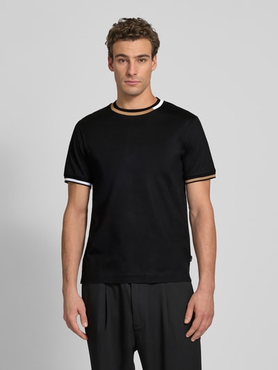 BOSS T-Shirt mit gerippten Abschlüssen Modell 'Thompson' Black 4