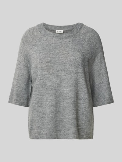 s.Oliver RED LABEL Sweter o kroju regular fit z dzianiny z dodatkiem wełny z alpaki Jasnoszary melanż 2