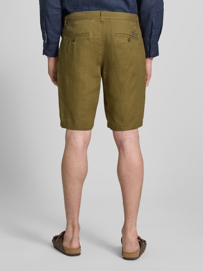 Marc O'Polo Regular Fit Shorts aus reinem Leinen Modell 'RESO JOGGER' Oliv 5