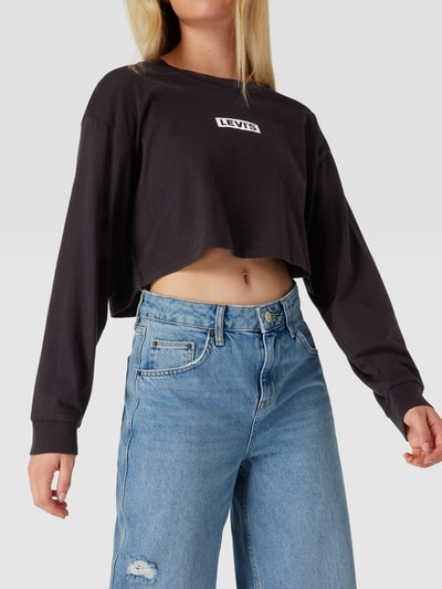 Levi's® Cropped T-Shirt mit Label-Print Black 3