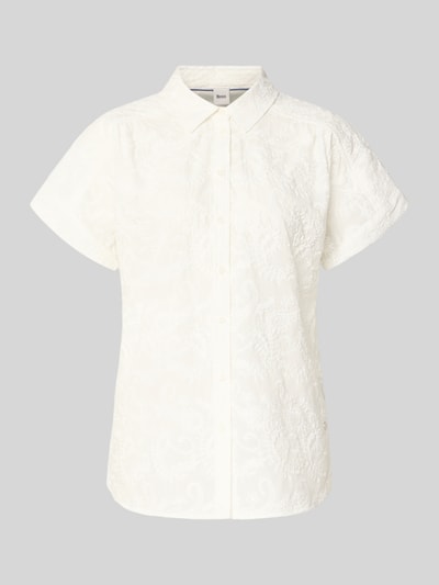Produktfoto, Regular Fit Bluse aus reiner Baumwolle Modell 'VIV' von Brax mit florales-Allover-Muster, Popeline-Struktur, Farbe Weiß