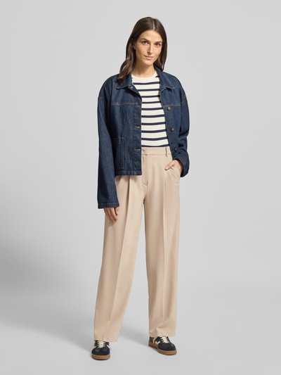 CAMBIO Wide fit stoffen broek met achterzakken model 'Emilie' Zand - 1