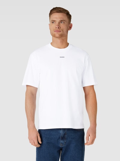 HUGO T-Shirt mit regulärem Schnitt und Label-Print Weiss 4