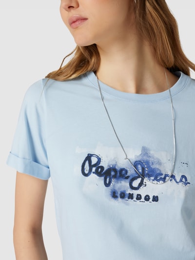 Pepe Jeans T-Shirt mit fixierten Ärmelumschlägen Modell 'GOLDIE' Hellblau 3