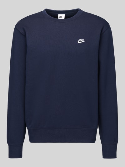Produktfoto, donkerblauw Relaxed Fit Sweatshirt aus Baumwoll-Mix van Nike voor Heren met geribbelde boorden, uni, zachte textuur
