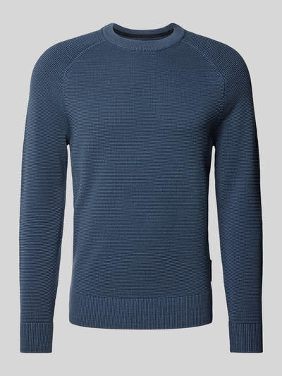 Marc O'Polo Regular Fit Strickpullover mit Ripp-Optik Rauchblau 2