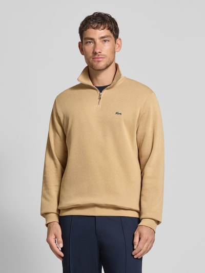 Lacoste Regular Fit Troyer aus reiner Baumwolle Beige 4