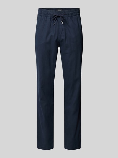 Matinique Regular fit linnen broek met elastische band, model 'barton' Marineblauw - 2