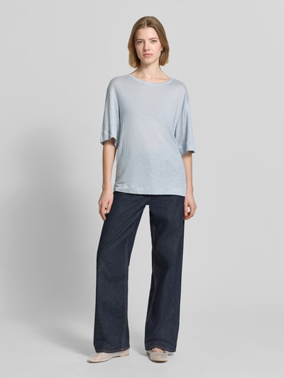 BOSS Orange Regular Fit T-Shirt aus reinem Leinen Hellblau 1