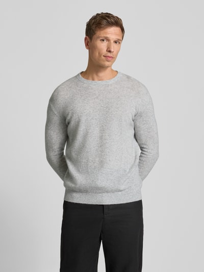 American Vintage Slim fit gebreide pullover van kasjmiermix, model 'RAXOW' Lichtgrijs - 4
