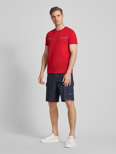 Tommy Hilfiger T-shirt met labelprint Donkerrood - 1