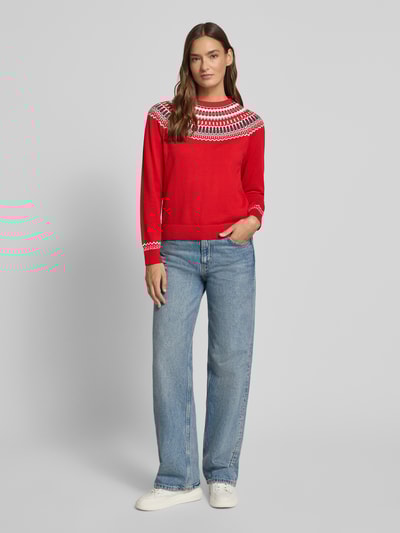 s.Oliver RED LABEL Shaped fit gebreide pullover van puur katoen Rood - 1