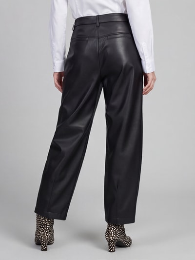 Raffaello Rossi Regular Fit Leder- / Kunstlederhose mit Label-Detail Modell 'PHIBI' Black 5