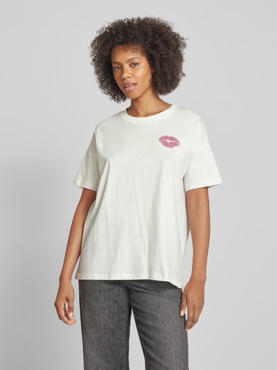 Kaffe T-shirt met motiefstitching, model 'fie' Offwhite - 4