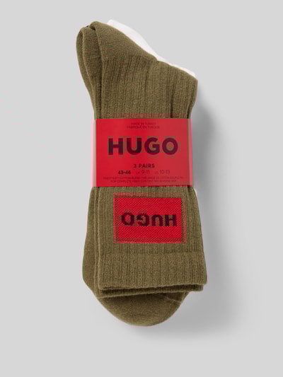 HUGO Socken aus reiner Baumwolle im 3er-Pack Khaki 3