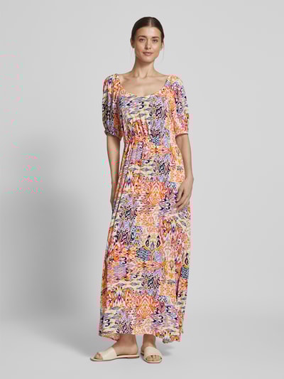 ICHI Midi-jurk van viscose met V-hals Felroze - 4