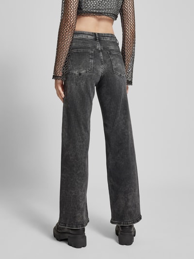 Only Wide fit high waist jeans met studs aan de randen van de zakken, model 'MADISON BLUSH' Antraciet - 5