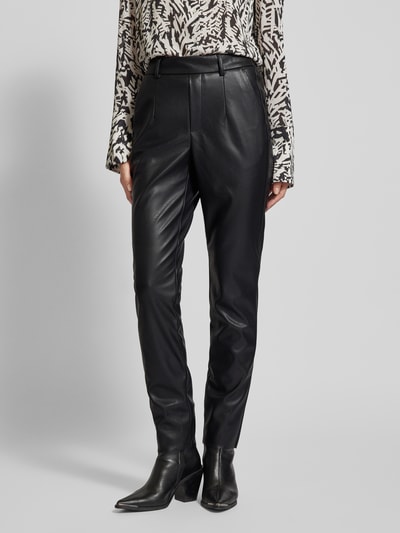 Vila Broek in leerlook, model 'DAGMAR' Zwart - 4