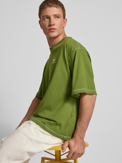 adidas Originals T-shirt met labelstitching en ronde hals Olijfgroen - 3