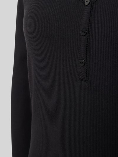 Marc O'Polo Körpernahes Langarmshirt in Feinripp-Optik Black 2