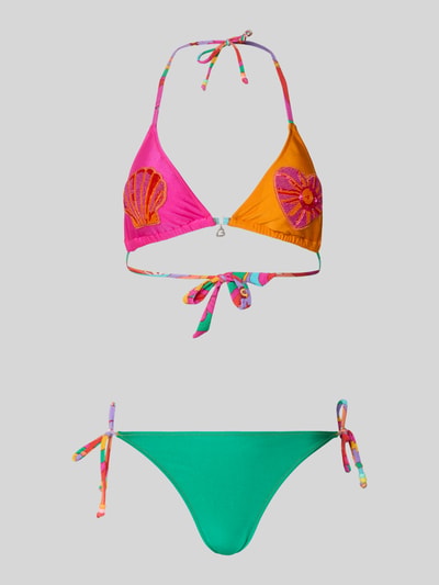 Produktfoto, Bikini mit Ziersteinbesatz Modell 'KOYOVEYA' von Banana Moon, bunt, elastischer Material-Mix, seitliche Bindungen, Neckholder